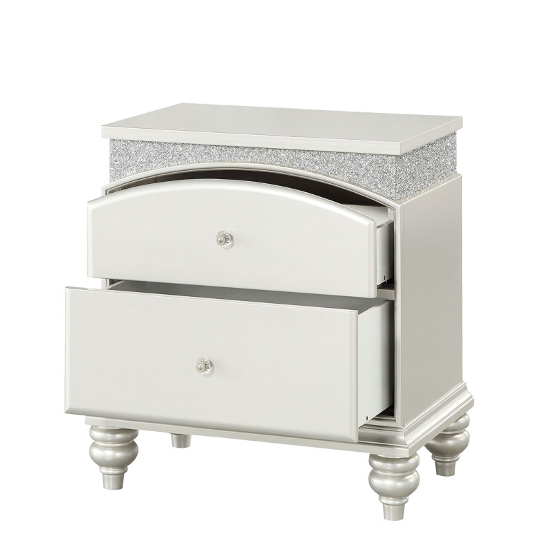 Table de chevet pour chambre à coucher en platine - 2 tiroirs avec fonctionnement sécuritaire pour un style élégant et pratique