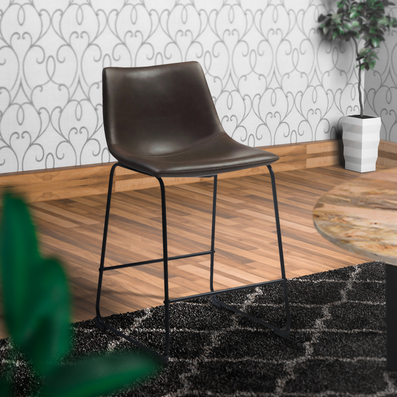 Dorielle Bar Stool, Counter Stool (24" Seat Height), Brown