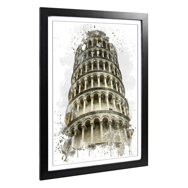 The Leaning Tower of Pisa Italy - Wall Art, 62cm H x 45cm W, Framed Picture