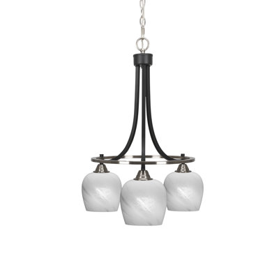 Lustre 3 lumières avec verre 6 "Paramount