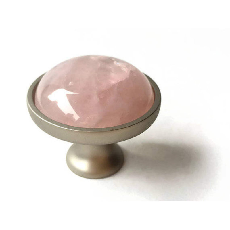 Love Orb 1.25" Diameter Mushroom Knob, Satin Nickel/Pink