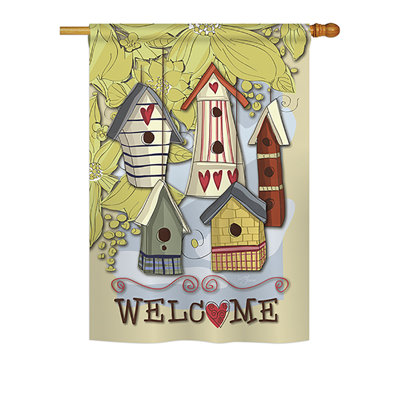 Drapeau maison / jardin en polyester Birdhouse Village