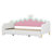 Twin Size Extending Princess Daybed: Modern Upholstered Design + Crown Headboard & LED Lights-1390843599