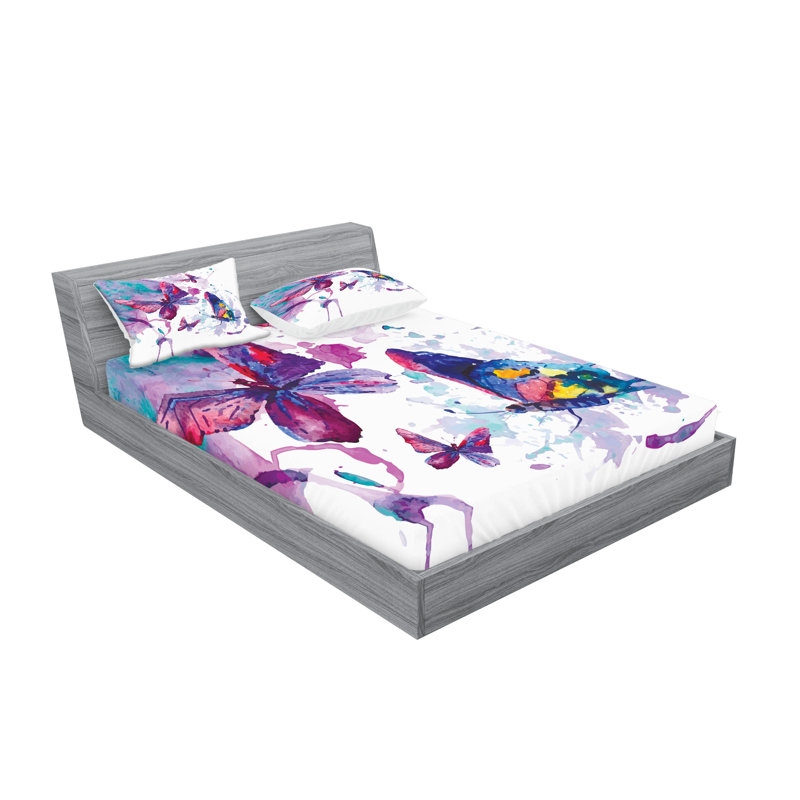 Multicolore drap-housse et coussin décoratif Ambesonne, Ensemble de draps pour très grand lit + 4 taies d