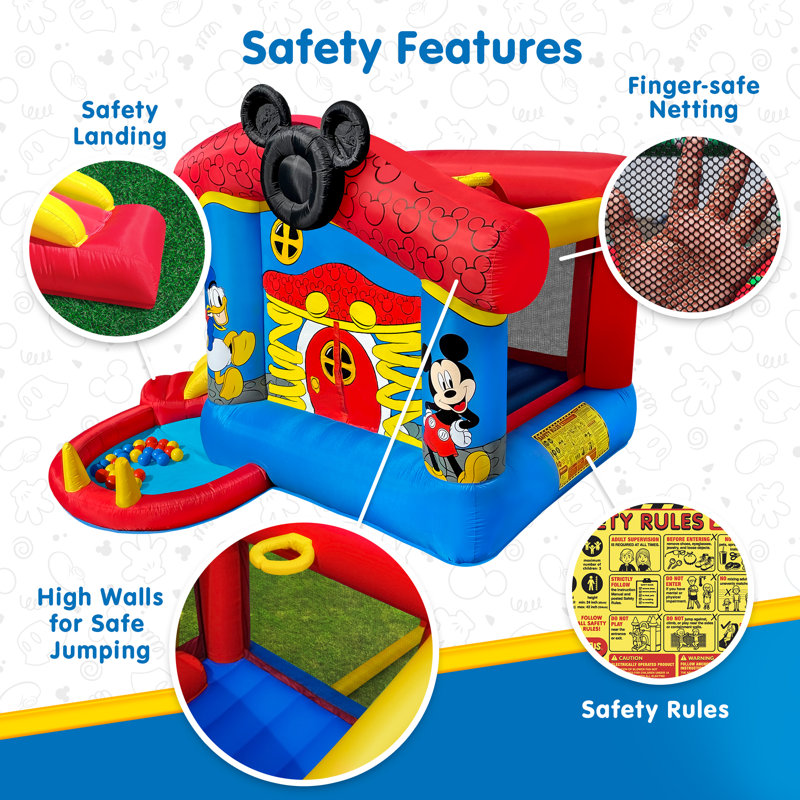 Disney Mickey Mouse Funhouse Inflatable Bounce House with Slide and Ball Pit