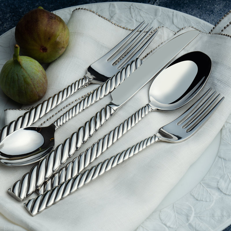 Twist 5 - Piece Stainless Steel Flatware Set - Service for 1, Silver