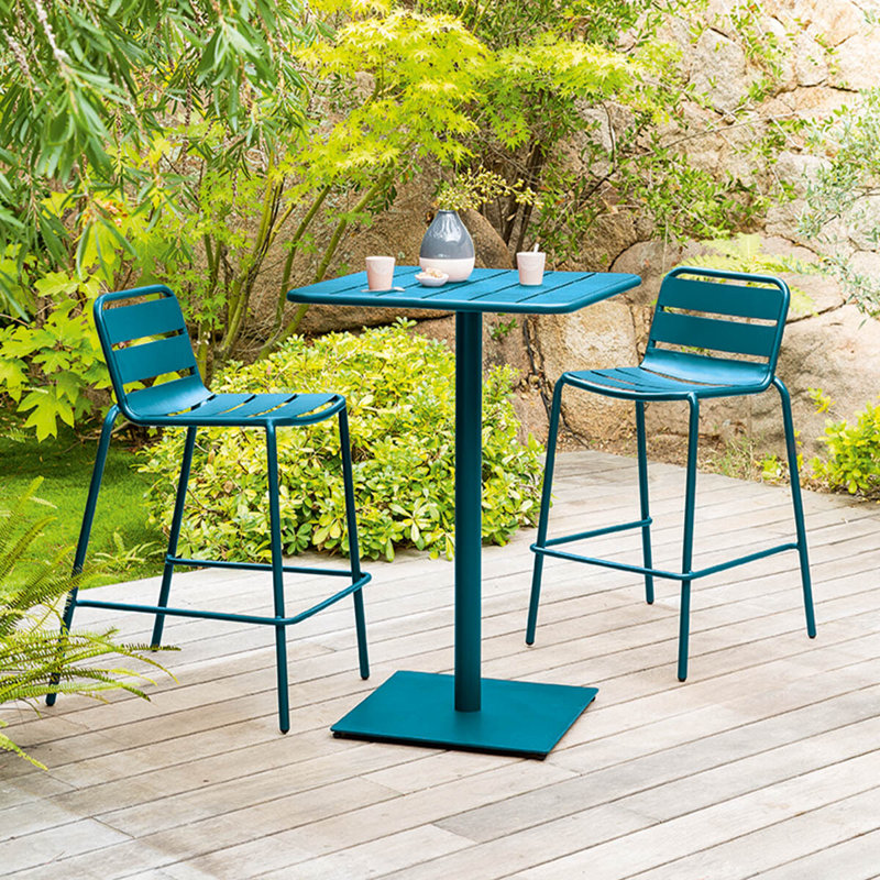 Shippenville Square Outdoor Bar Table - 65 cm W 65 cm D, Peacock Blue
