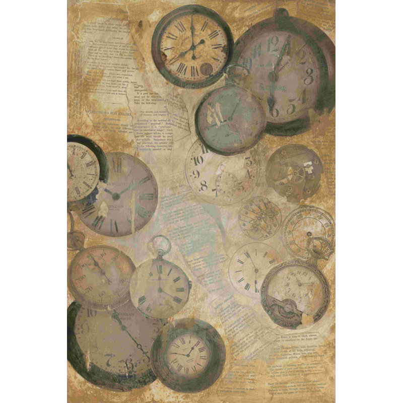 Peinture rétro d'horloges, H 18 po x l 12 po