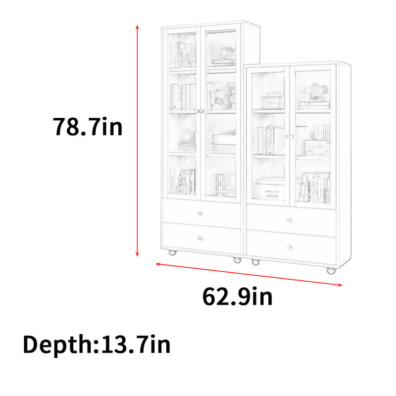 Armoire de rangement moderne Modern Leisure, Beige, (3 tablettes) H 78,7 po x l 62,9 po x P 13,7 po