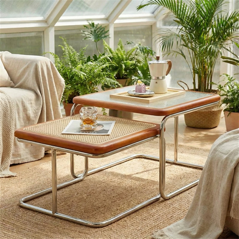 Table basse gigogne, brun