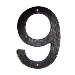 5 po. Numéro de maison de campagne, Laiton oxydé, 9