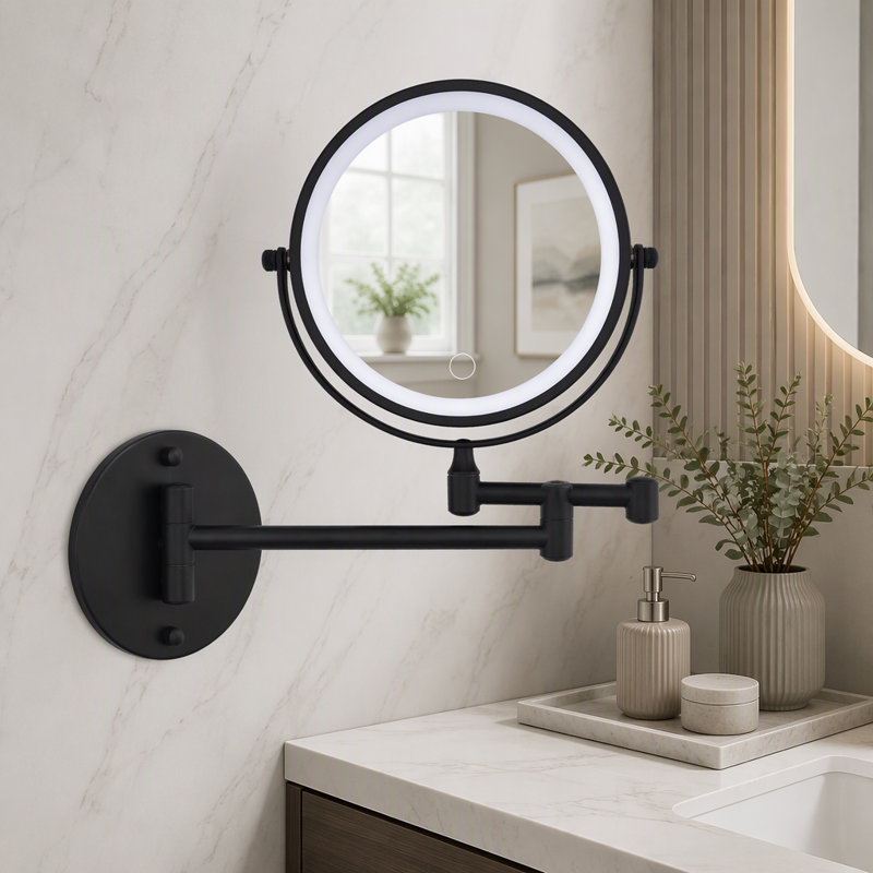 Rechargeable Wall Mounted Makeup Mirror, Noir