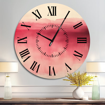 Horloge murale Blush Horizon Lines - Imprimé sur métal