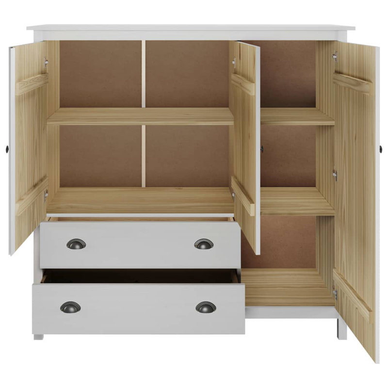 Gaudet 3 Door Solid Wood Wardrobe, White
