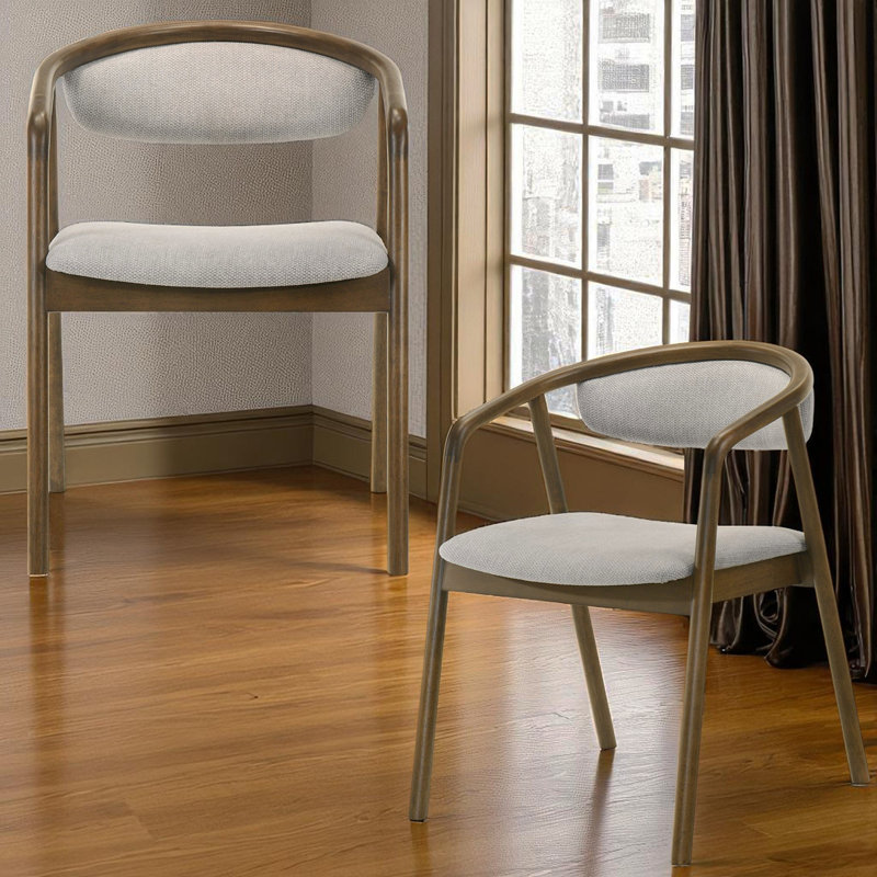Chaise d'appoint en chenille et noyer Delina