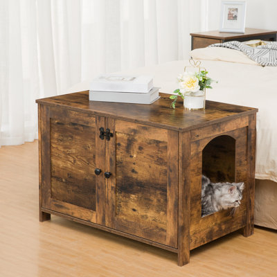 Enclosed Litter Box Enclosure with Lockable Lid