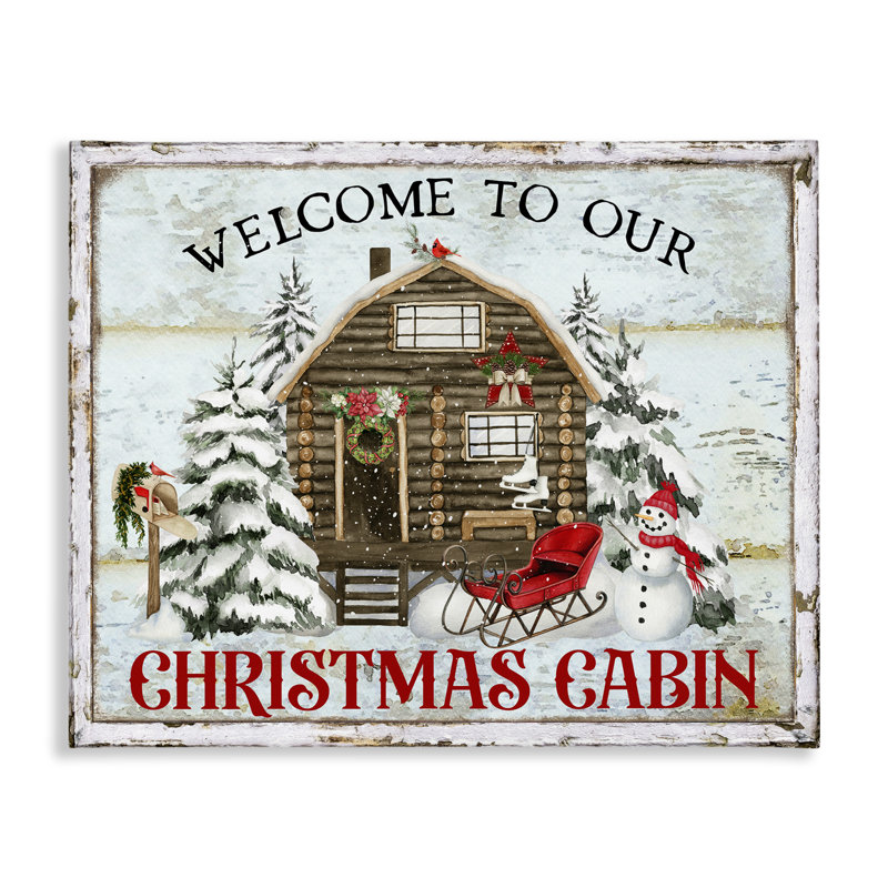 Art mural sur toile Welcome Christmas Cabin par Creatif Belle, H 24 po x l 30 po