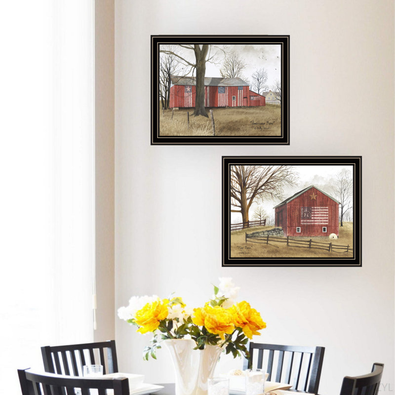«Trendy Decor» 4U 2 pièces vignette All American Barns, impression murale pour salon, Black