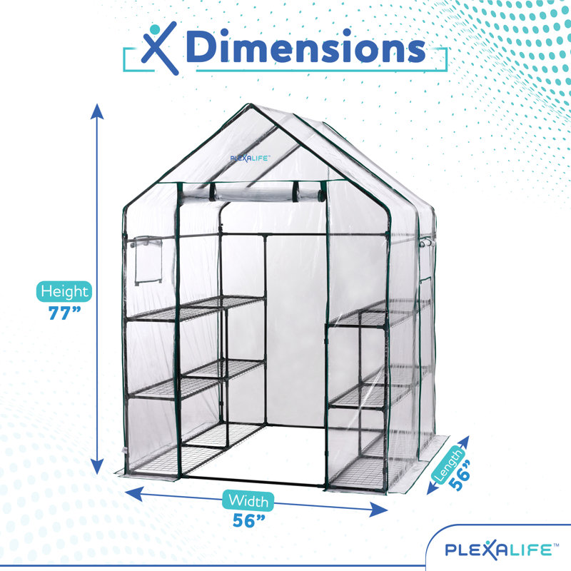 Machrus Ogrow Deluxe Walk-In Greenhouse with 3 Tiers and 12 Shelves -  Clear Cover