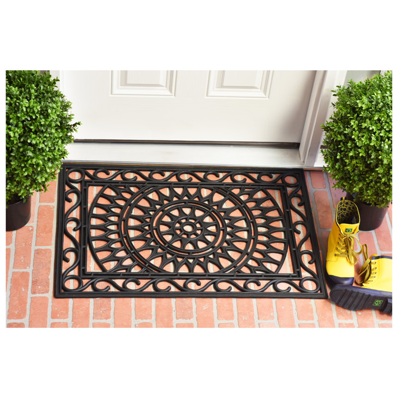 Karyen Scrolled Medallion Non-Slip Rubber Doormat