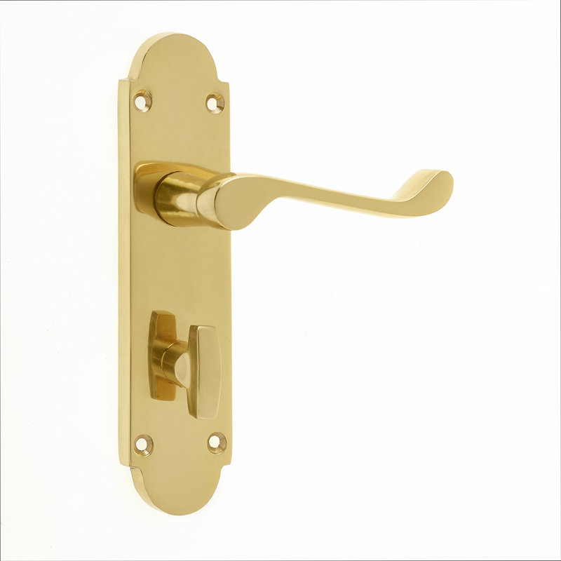 Epsom Bathroom Door Handle, Polished Brass
