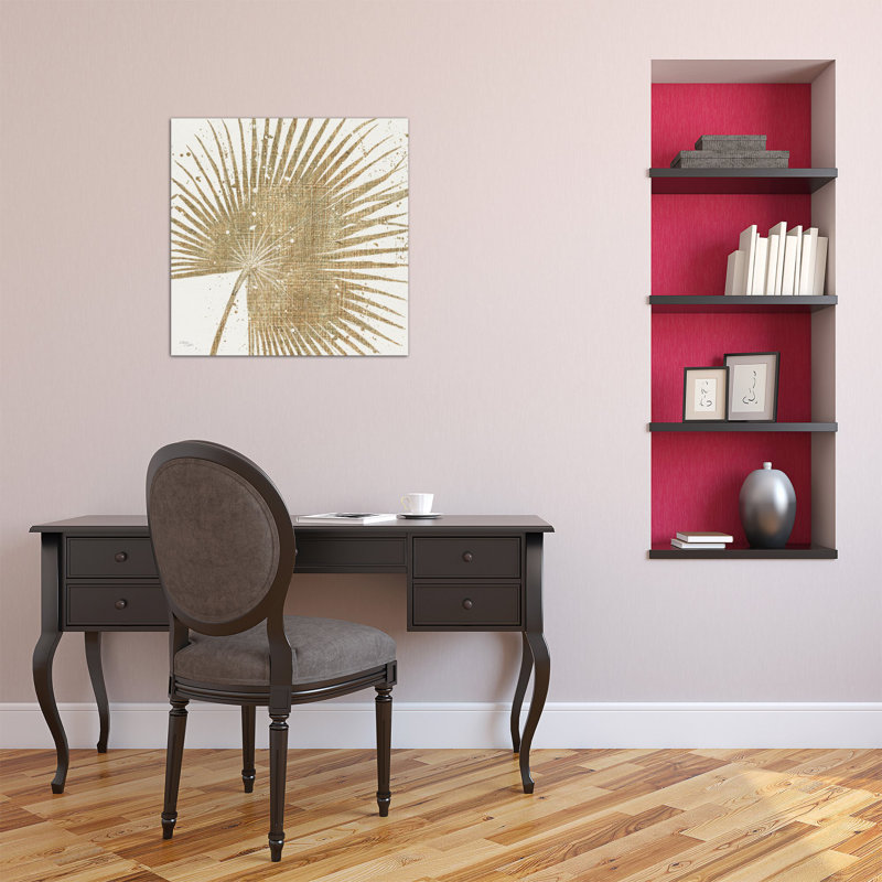 «Gold Leaves II», impression sur toile tendue, H 12 po x l 12 po x P 0,75 po, Toile tendue, Pas de tapis