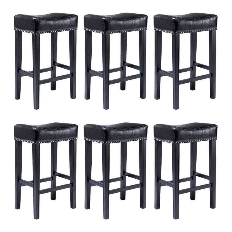 Tabourets de bar en polyuréthane à hauteur de comptoir Emely, Tabouret de comptoir (siège d'une hauteur de 26 p, Noir