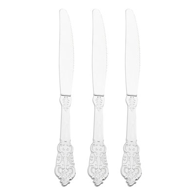 Shiny Baroque Silver Plastic Knives