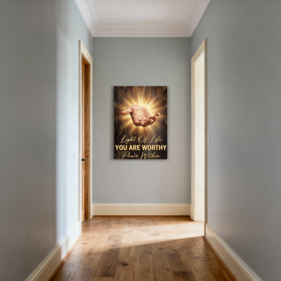 Light Of Life Hand With Radiant Glow Canvas Wrapped Wall Art Oil Painting Print For Home Decor And Spiritual Inspiration