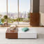 Table basse moderne en noyer avec double rangement, à la fois belle et pratique