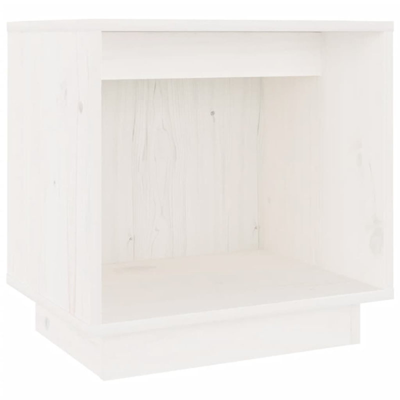 Gloe 40cm W Solid Wood Bedside Table, White, 1
