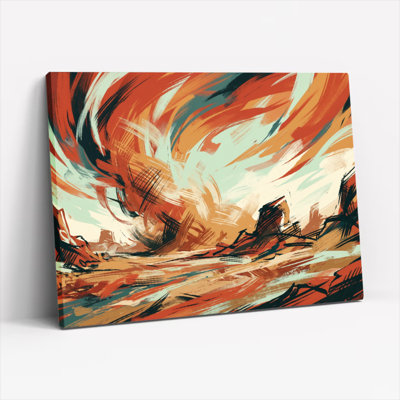 Ensemble de 1 tableau abstrait sur toile représentant un paysage