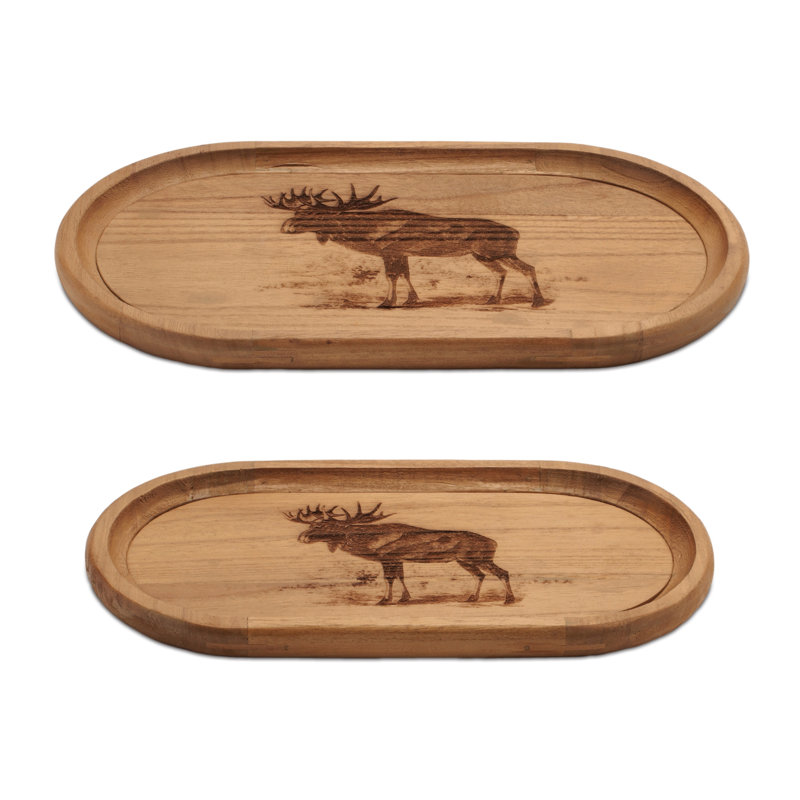 Ensemble de 2 plateaux en bois Woodland Moose