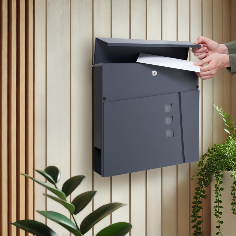 Stainless Steel Wall Mounted Post Box, Grey