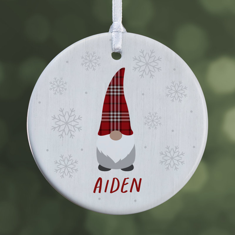 Christmas Gnome Personalized Ornament- 3.75" H Matte - 1 Sided, 2.85" H x 2.85" W x 0.25" D, Yes