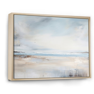«Beige and Blue Beach Minimal Horizon II», art mural plage côtière