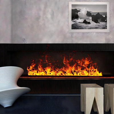 Foyer électrique encastrable 98,43 "avec flamme simulée à brume atomisée 3D et humidificateur intégré