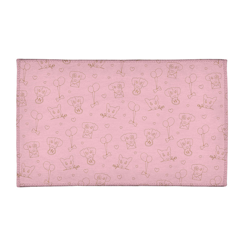 Tapis zone rose fait main, Rectangle 2 pi x 3 pi