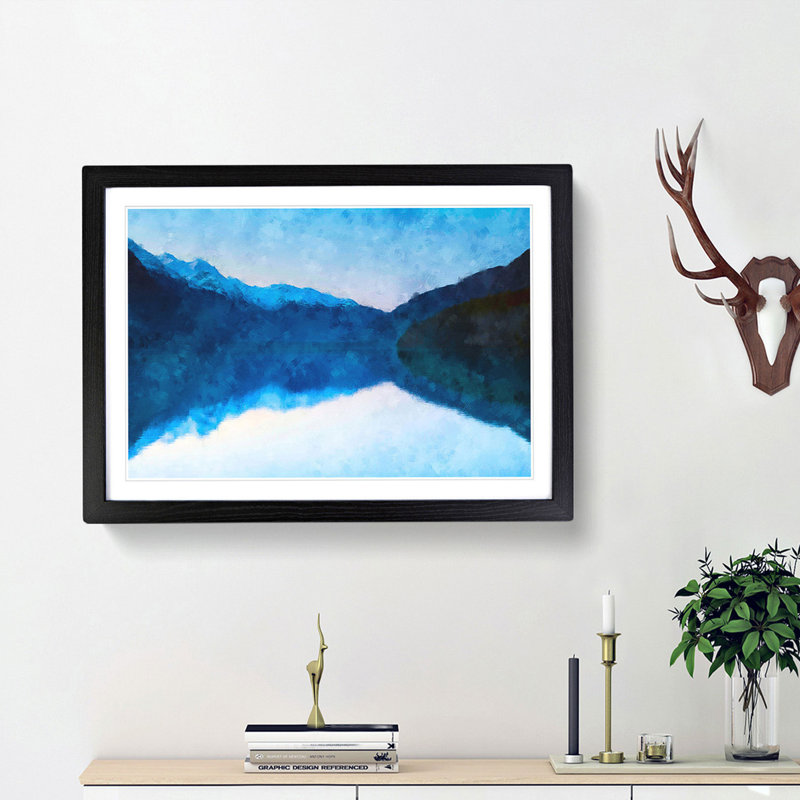 Lake in Haines Alaska - Picture Frame Painting Print, Black Framed, 62cm H x 87cm W x 2cm D