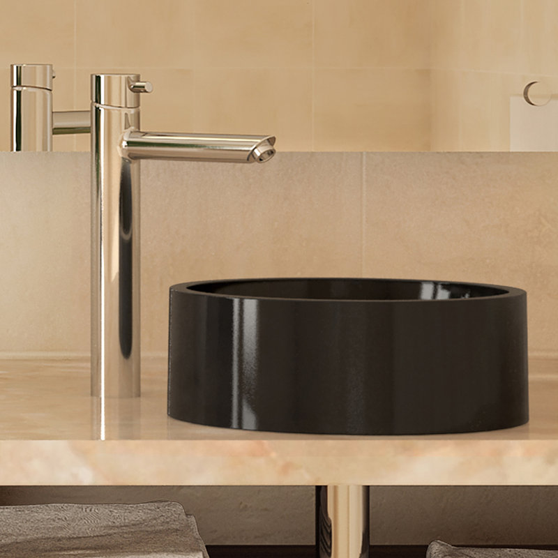 DECOLAV Incandescence 15.75'' Plastic Circular Bathroom Sink, Obsidian