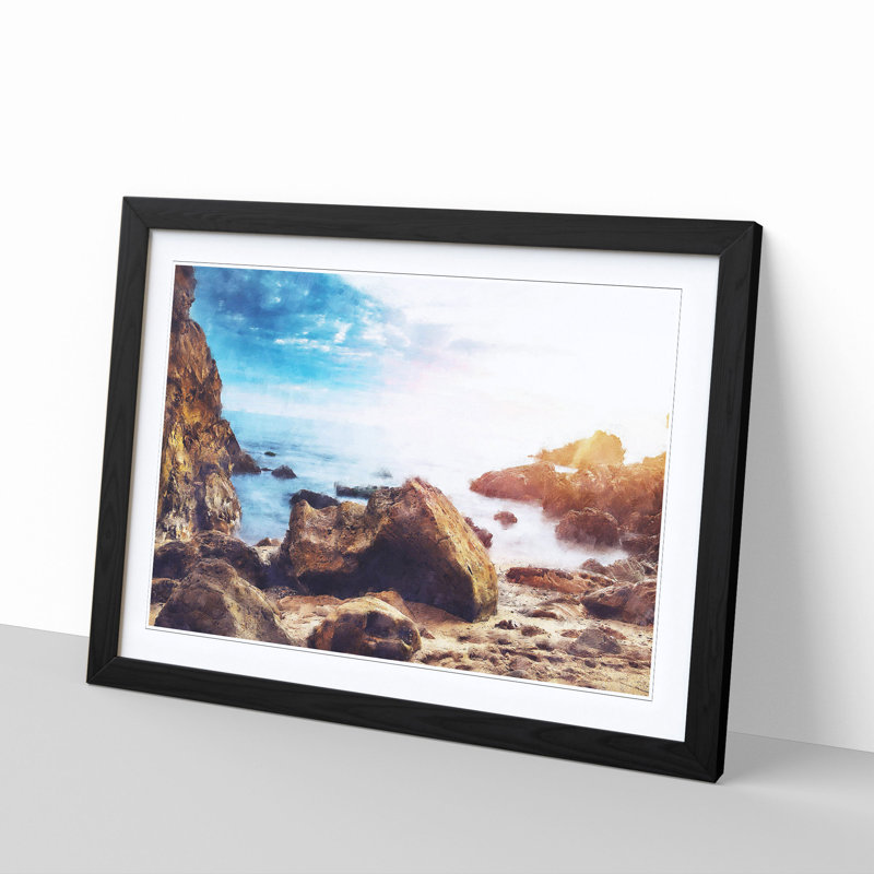 Little Corona Del Mar Beach - Picture Frame Graphic Art Print, 24cm H x 33cm W x 2cm D, Black Framed