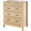 Commode 4 tiroirs en rotin, commode Boho, commode en rotin avec rangement spacieux, commode en rotin naturel
