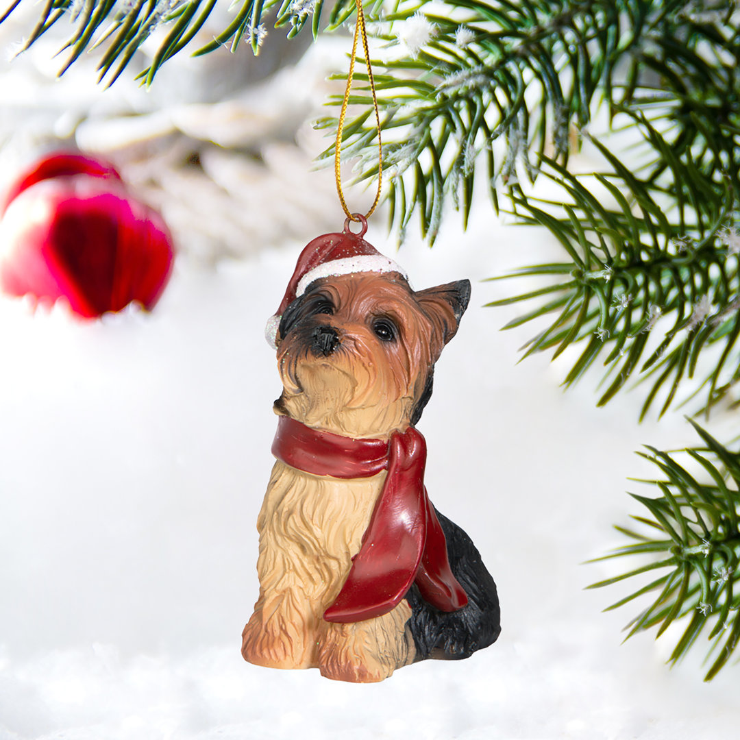 Yorkshire Terrier Holiday Dog Ornament Sculpture Design Toscano