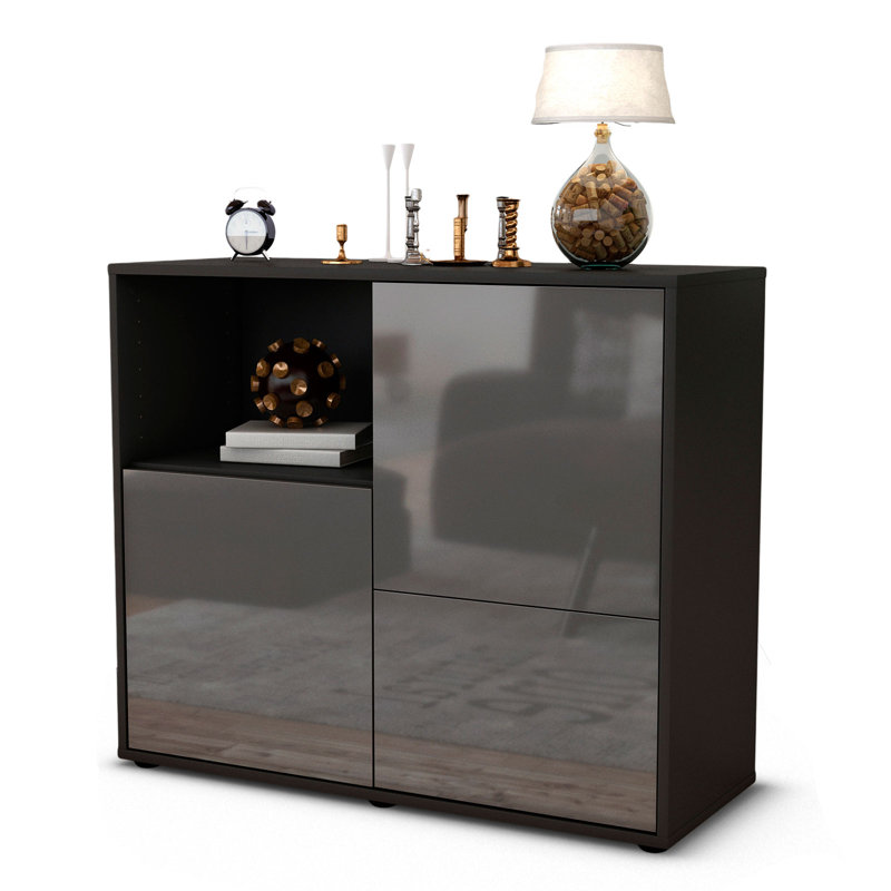 Powhattan 92cm Sideboard, Anthracite/High-gloss grey