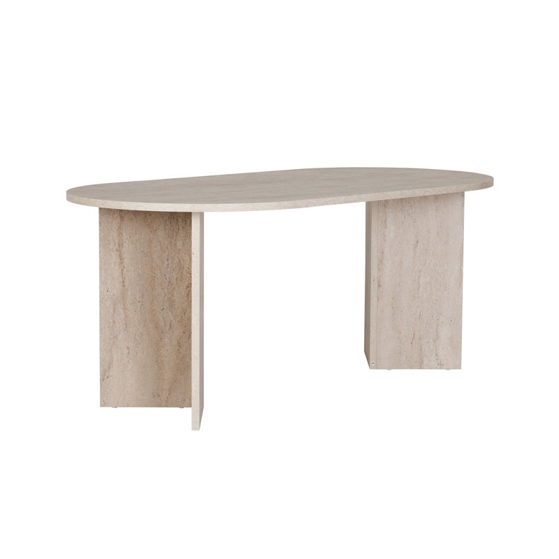 Elegant Modern Dining Table, Travertine Color, 70 lbs Capacity | 100% Melamine Coated Particle Board, Dimensions: 70.9 x 29.5 x 35.4 inches | Stylish Solid Beige Marble Design for Contemporary Homes & Dining Rooms