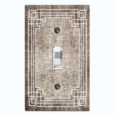Geometric Abstract Frame Gray Nature Themed 1 - Gang Toggle Light Switch Standard Wall Plate