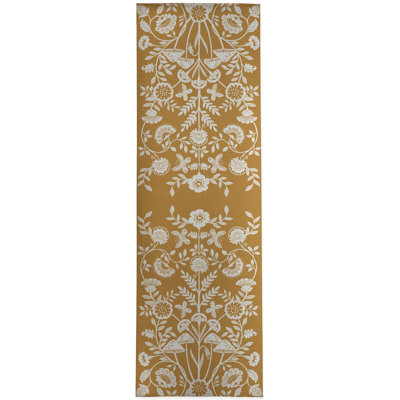 Lanfrank Floral Machine Woven Polyester Area Rug in Gold -  Darby Home Co, 3DC79C39FC834629950E497087F14E51