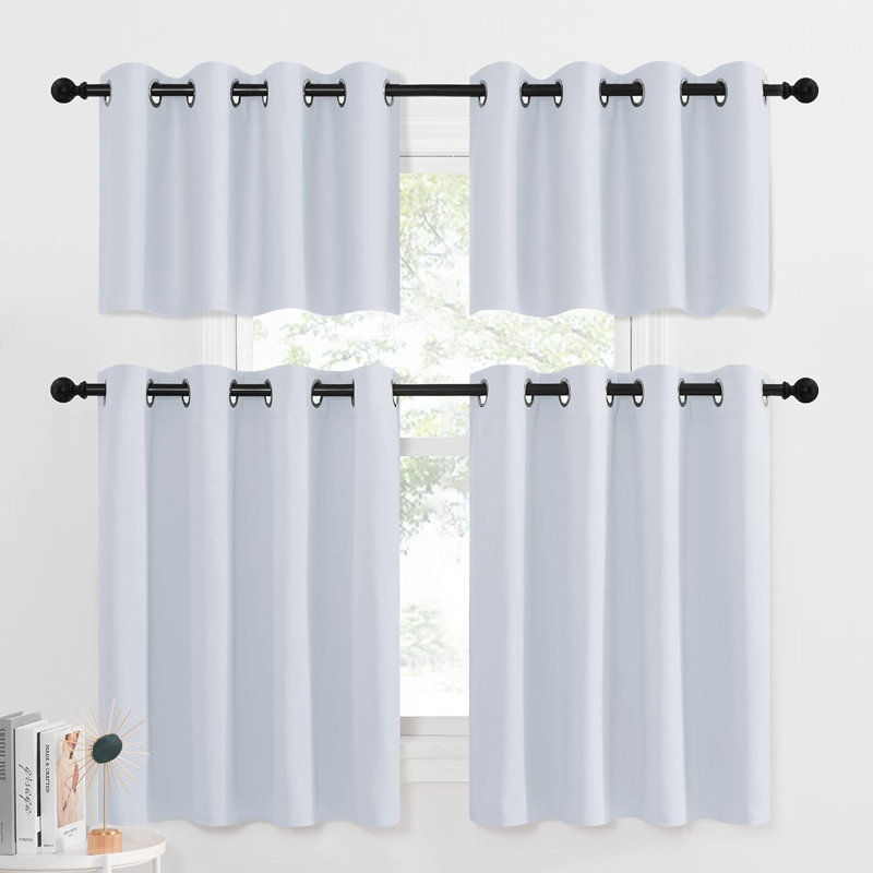 NICETOWN Blackout Small Window Valances, Rustic Farmhouse Curtains Grommet Top Thermal Insulated Window Drapes for Kitchen/Bathroom/Basement, 2 Panels.