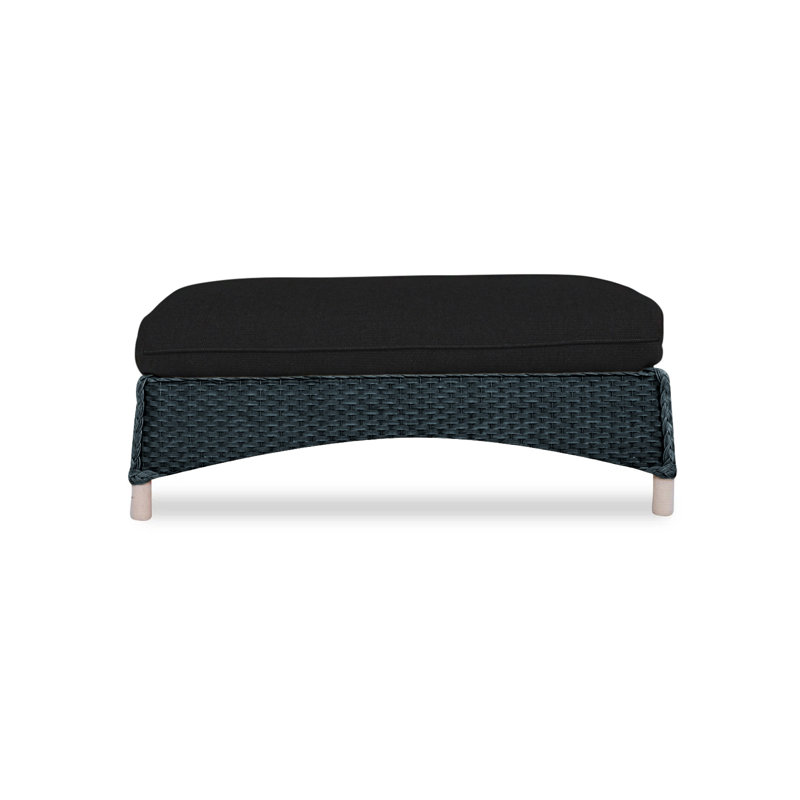 Mandalay Outdoor Ottoman, Canvas Black Sunbrella® Canvas, White