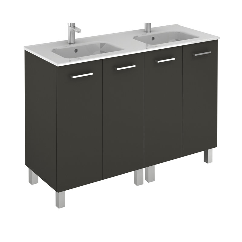 Modern Anthracite 47'' Double Sink MDF Bathroom Vanity